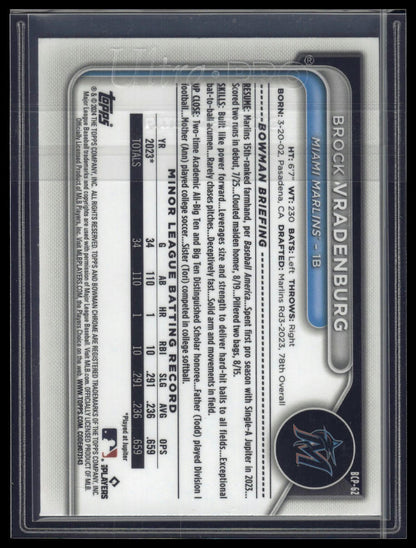 2024 Bowman #BCP-62 Brock Vradenburg Chrome Prospects Lunar Glow Refractors