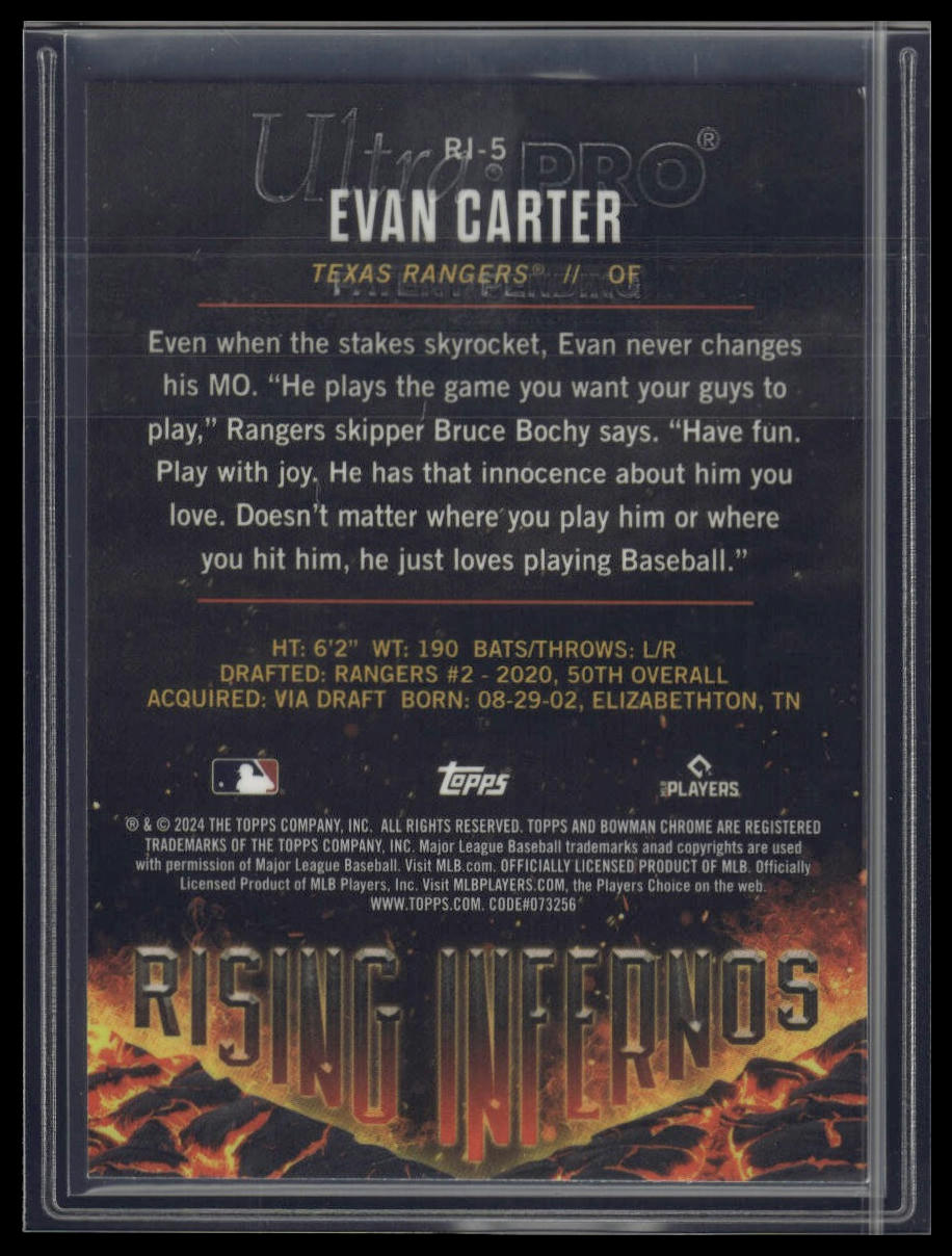 2024 Bowman #RI-5 Evan Carter Rising Infernos
