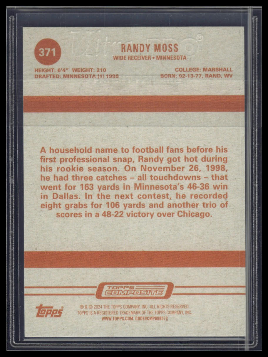 2023 Topps Composite #371 Randy Moss Heritage/Gallery Green Rainbow #/250