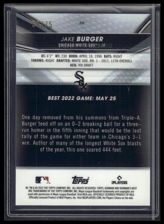 2022 Bowman's Best #66 Jake Burger Gold Lava Refractor #/75