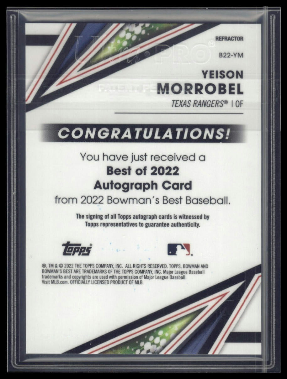 2022 Bowman's Best #B22-YM Yeison Morrobel Best of 2022 Autographs Refractor