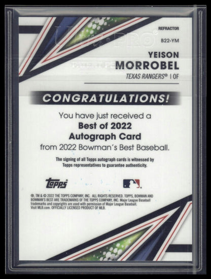 2022 Bowman's Best #B22-YM Yeison Morrobel Best of 2022 Autographs Refractor
