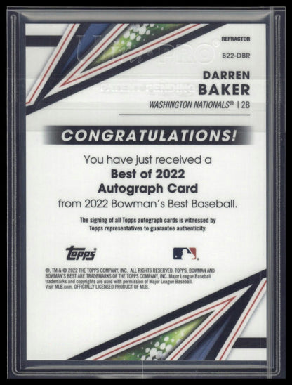 2022 Bowman's Best #B22-DBR Darren Baker Best of 2022 Autographs
