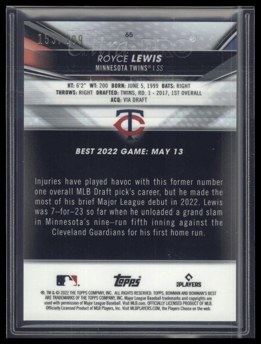 2022 Bowman's Best #65 Royce Lewis Mini-Diamond Refractor #/299