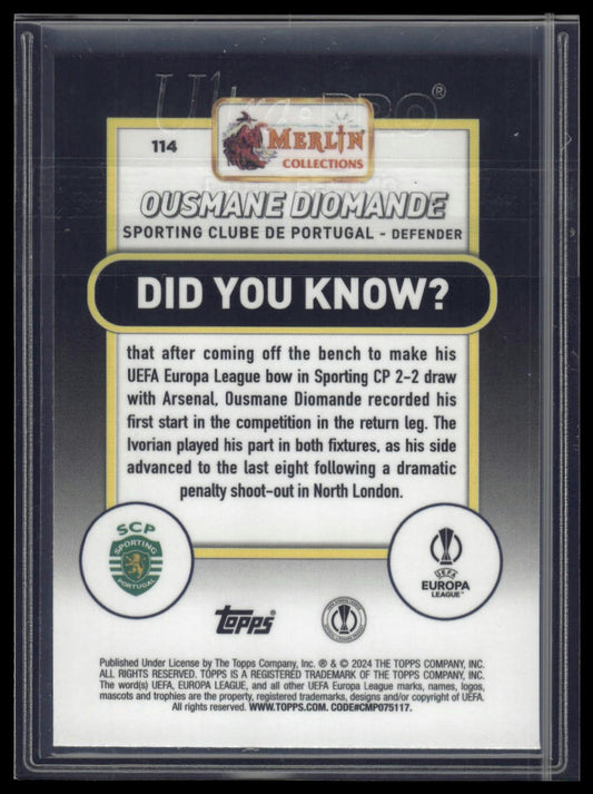 2023-24 Merlin UEFA Club Competitions #114 Ousmane Diomande Green Refractor #/99