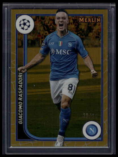 2023-24 Merlin UEFA Club Competitions #125 Giacomo Raspadori Gold Atomic /50