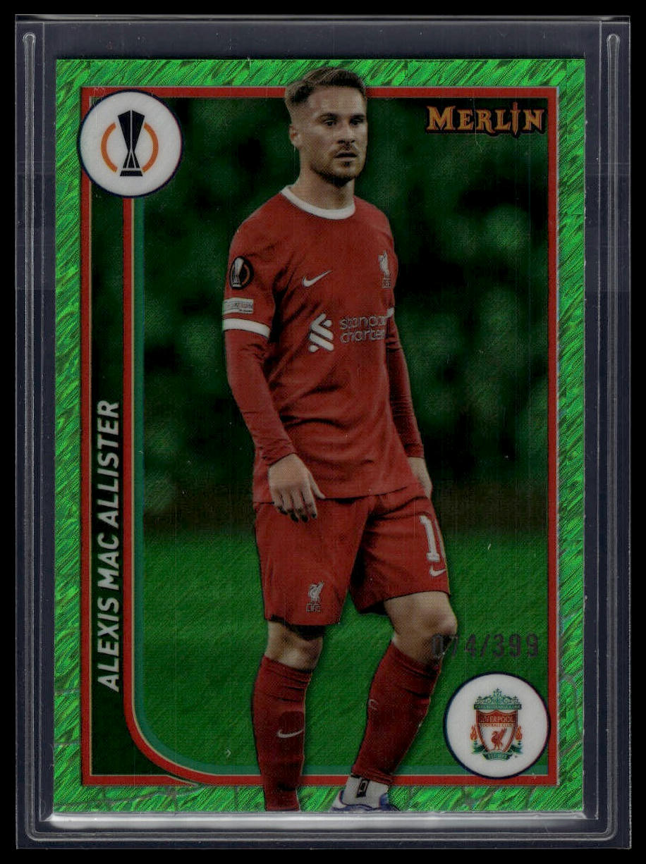 2023-24 Merlin UEFA Club #72 Alexis Mac Allister Neon Green Shimmer /399