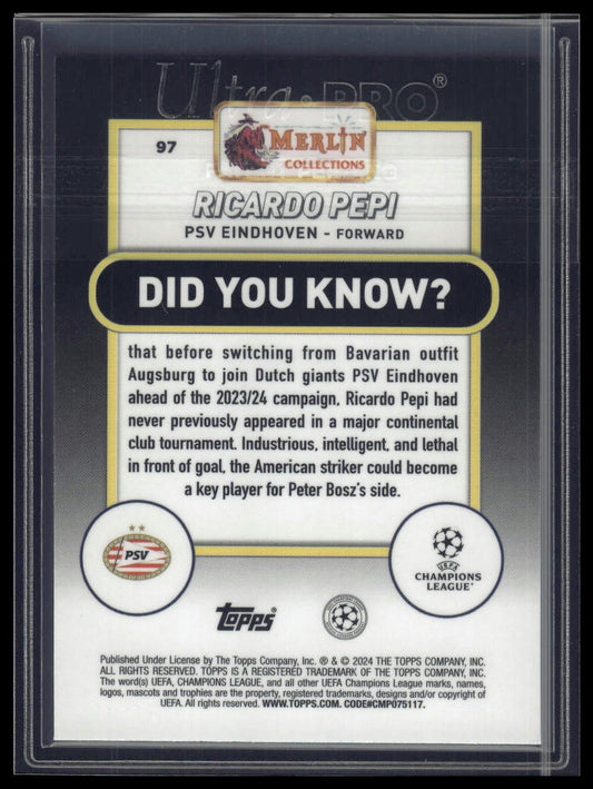 2023-24 Merlin UEFA Club Competitions #97 Ricardo Pepi Neon Green Shimmer /399