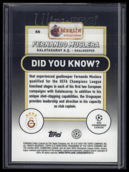 2023-24 Merlin UEFA Club #66 Fernando Muslera Rose Gold Shimmer /299