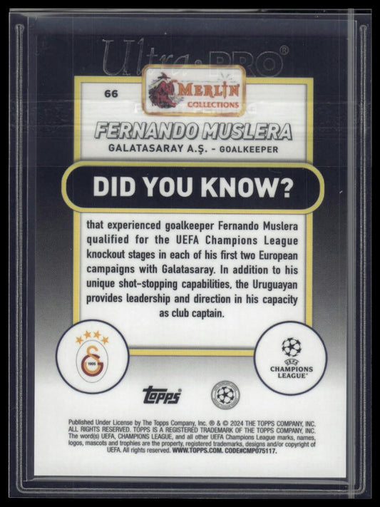2023-24 Merlin UEFA Club #66 Fernando Muslera Rose Gold Shimmer /299