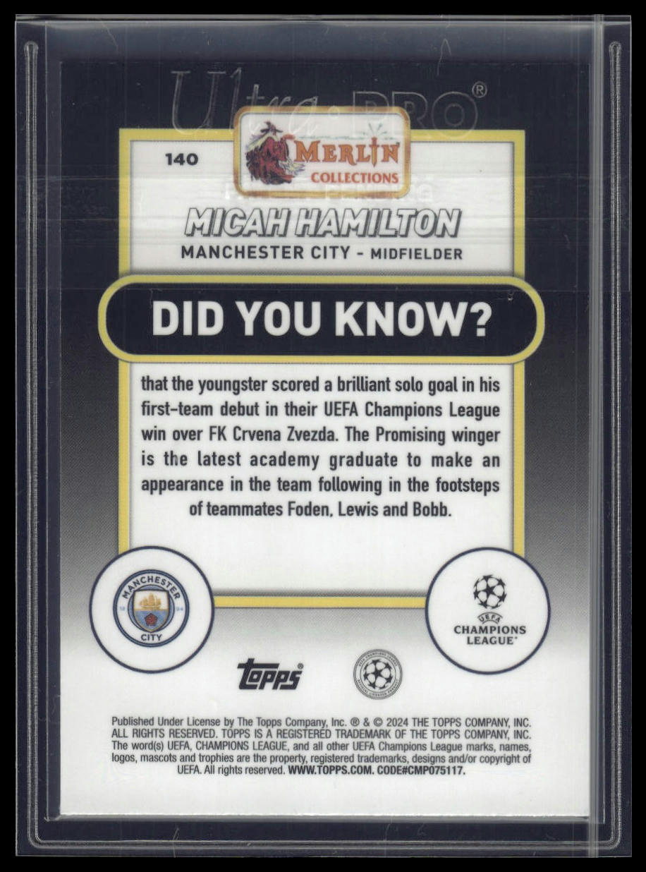 2023-24 Merlin UEFA Club Competitions #140 Micah Hamilton Green Mojo /99