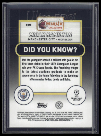 2023-24 Merlin UEFA Club Competitions #140 Micah Hamilton Green Mojo /99