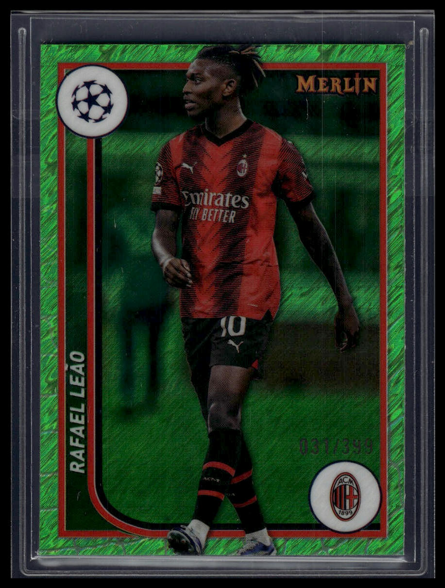 2023-24 Merlin UEFA Club Competitions #1 Rafael Leão Neon Green Shimmer /399