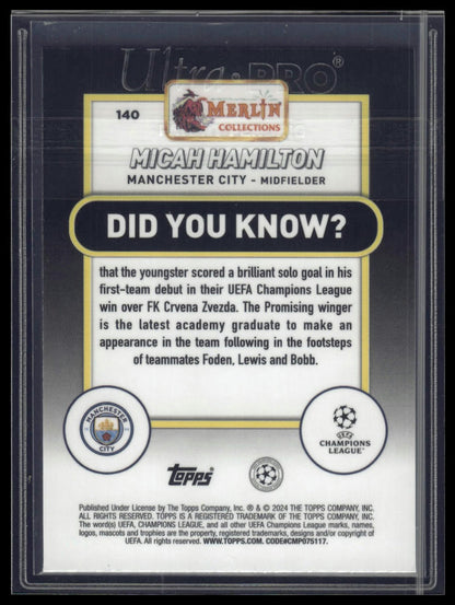 2023-24 Merlin UEFA Club Competitions #140 Micah Hamilton Speckle /150