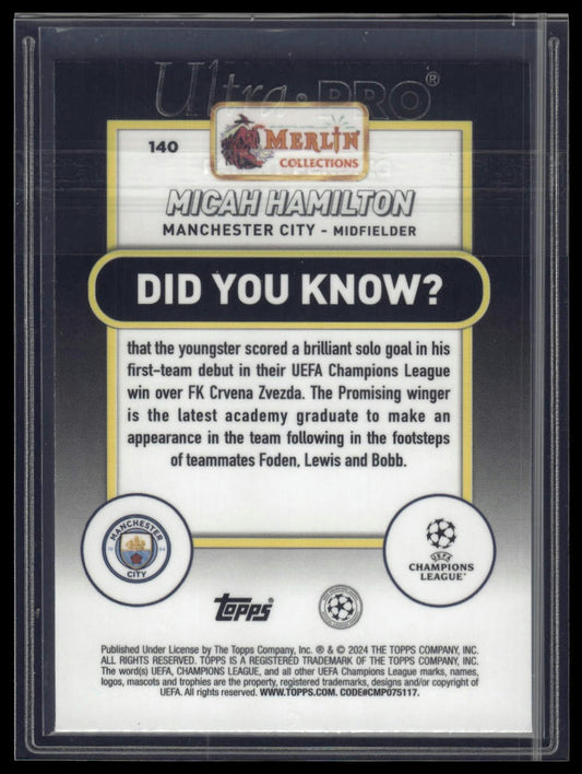 2023-24 Merlin UEFA Club Competitions #140 Micah Hamilton Speckle /150