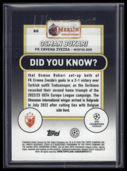 2023-24 Merlin UEFA Club Competitions #60 Osman Bukari Speckle Refractor #/150