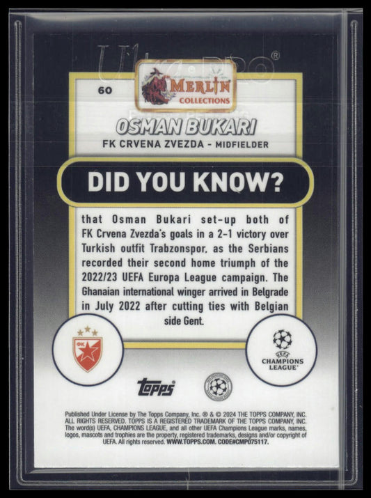 2023-24 Merlin UEFA Club Competitions #60 Osman Bukari Speckle Refractor #/150