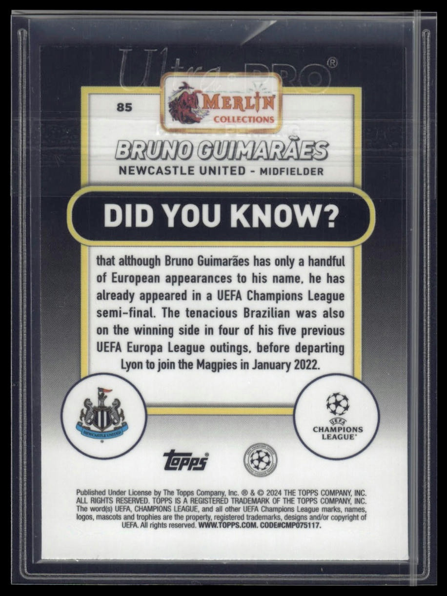 2023-24 Merlin UEFA Club Competitions #85 Bruno Guimarães Atomic #/250
