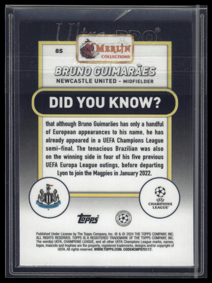 2023-24 Merlin UEFA Club Competitions #85 Bruno Guimarães Atomic #/250