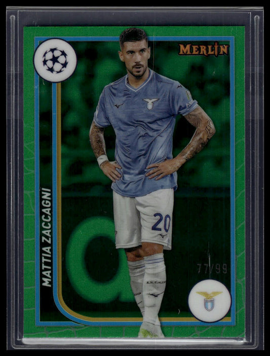 2023-24 Merlin UEFA Club Competitions #118 Mattia Zaccagni Green Refractor #/99