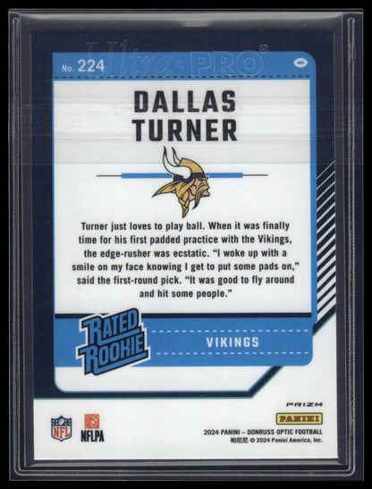 2024 Donruss Optic #224 Dallas Turner Blue Scope