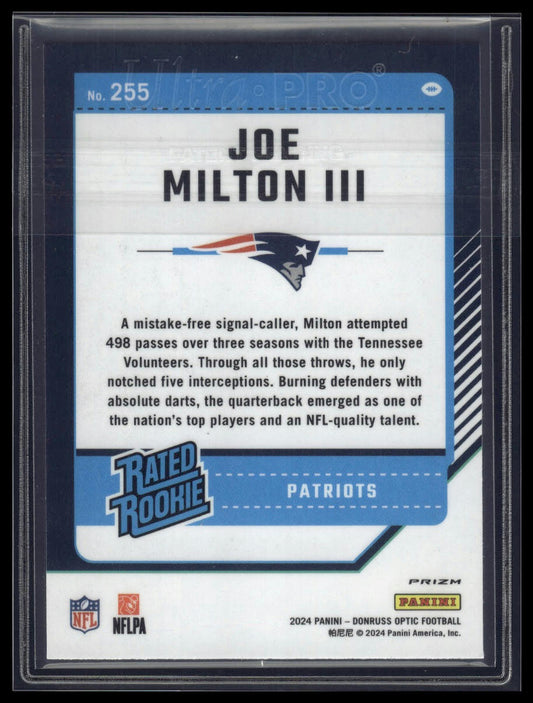 2024 Donruss Optic #255 Joe Milton III Blue Scope