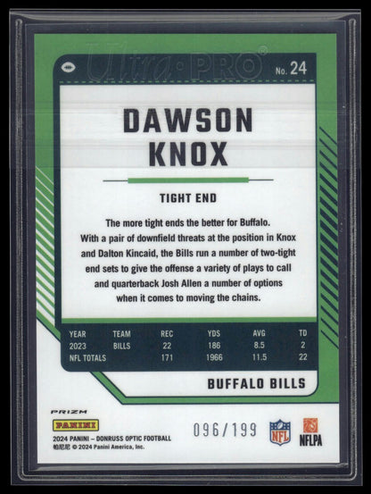 2024 Donruss Optic #24 Dawson Knox Blue #/199