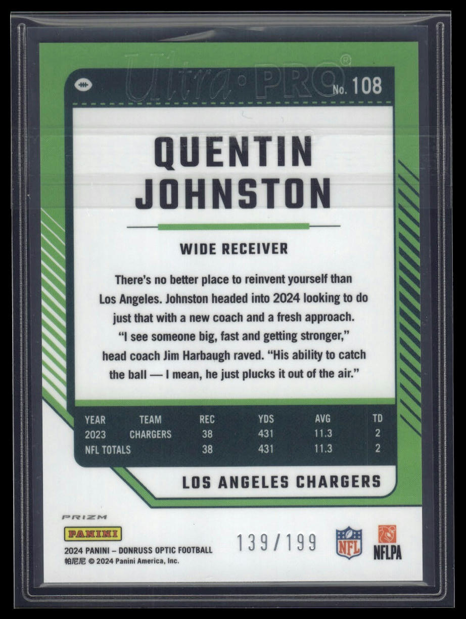 2024 Donruss Optic #108 Quentin Johnston Blue #/199