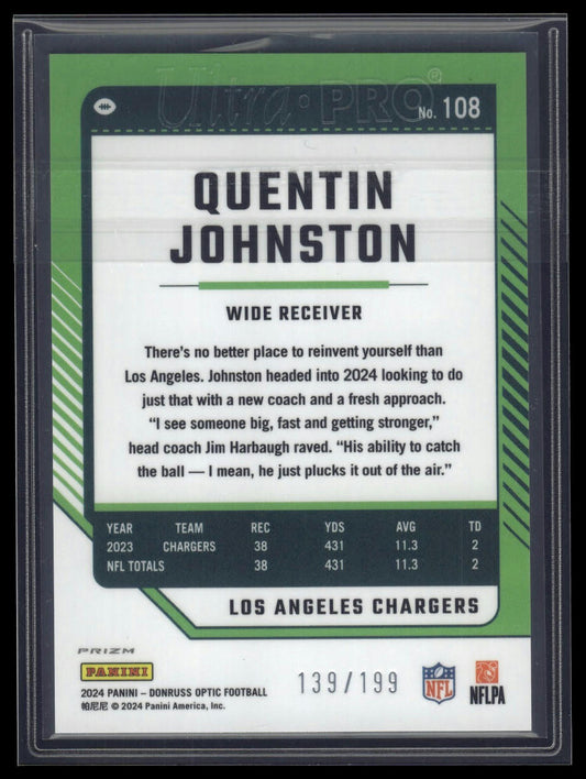 2024 Donruss Optic #108 Quentin Johnston Blue #/199