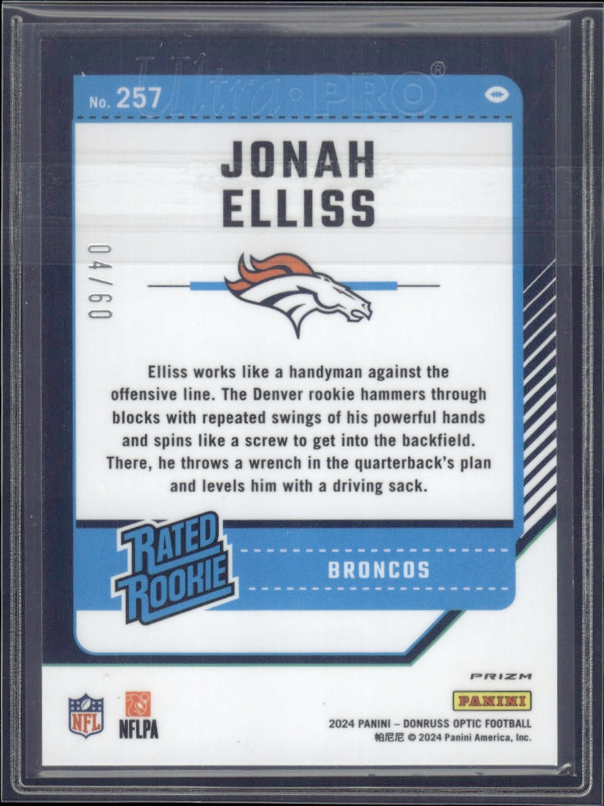 2024 Donruss Optic #257 Jonah Elliss Purple #/60