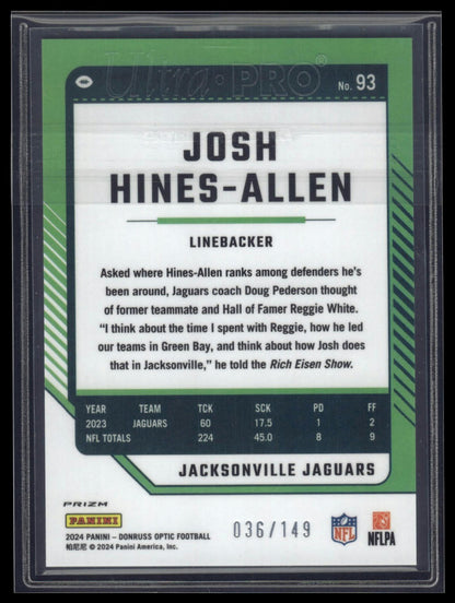 2024 Donruss Optic #93 Josh Hines-Allen Flex #/149