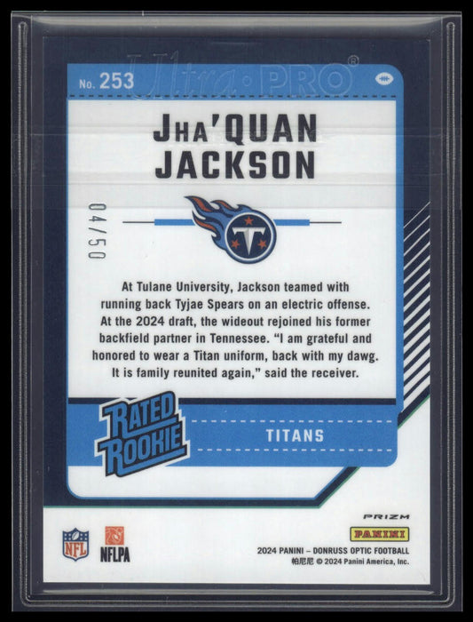 2024 Donruss Optic #253 Jha'Quan Jackson Lime Green #/50