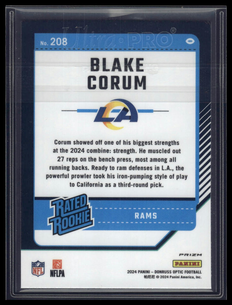 2024 Donruss Optic #208 Blake Corum Blue Scope