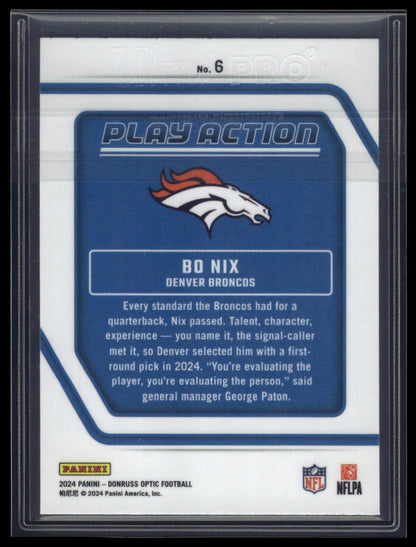 2024 Donruss Optic #6 Bo Nix Play Action