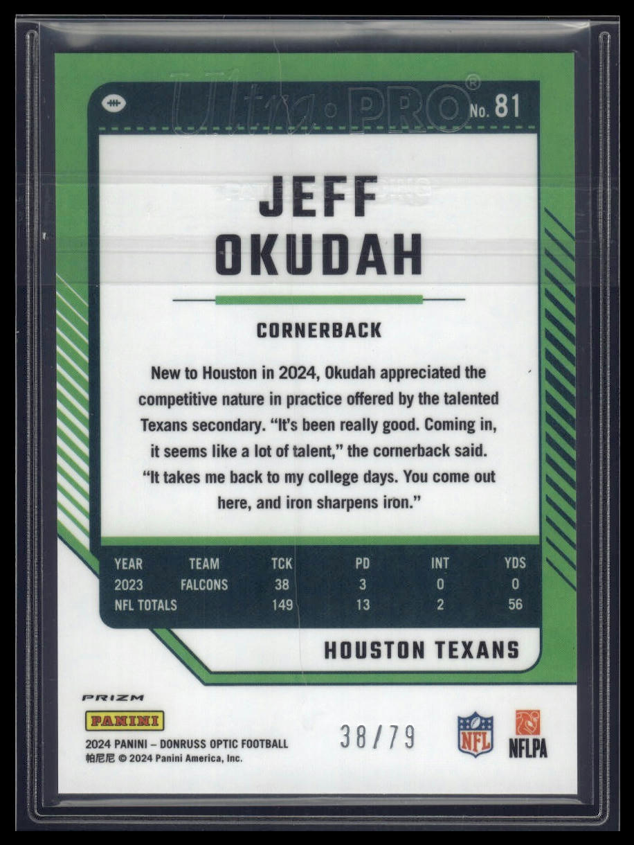 2024 Donruss Optic #81 Jeff Okudah Orange Scope #/79