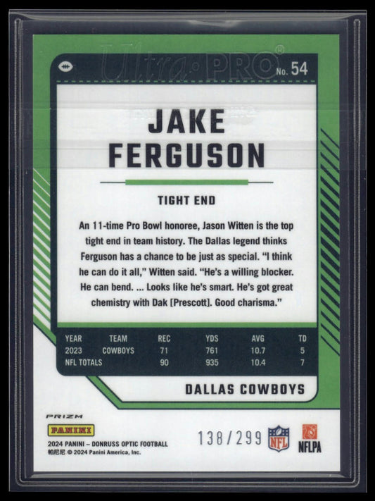 2024 Donruss Optic #54 Jake Ferguson Aqua #/299