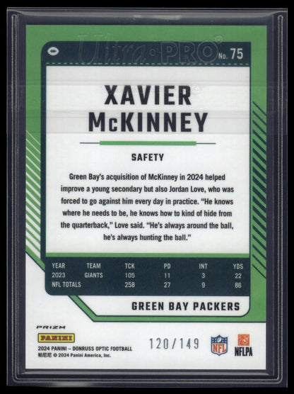 2024 Donruss Optic #75 Xavier McKinney Flex #/149