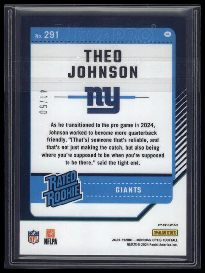 2024 Donruss Optic #291 Theo Johnson Lime Green #/50