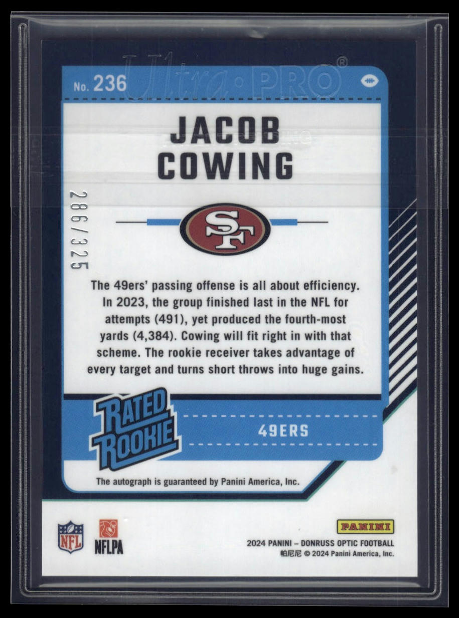 2024 Donruss Optic #236 Jacob Cowing Rated Rookies Autographs #/325