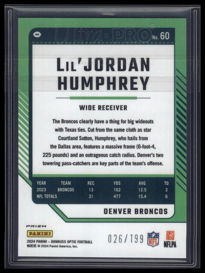 2024 Donruss Optic #60 Lil'Jordan Humphrey Blue #/199