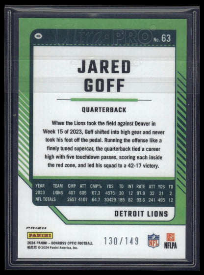 2024 Donruss Optic #63 Jared Goff Flex #/149