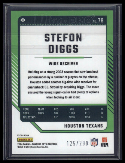 2024 Donruss Optic #78 Stefon Diggs Aqua #/299