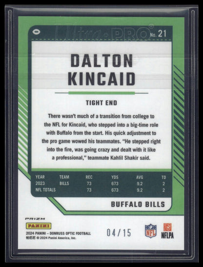 2024 Donruss Optic #21 Dalton Kincaid Ice #/15