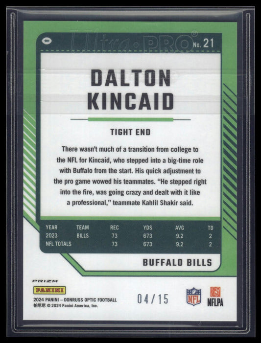 2024 Donruss Optic #21 Dalton Kincaid Ice #/15