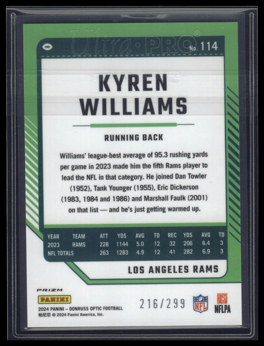 2024 Donruss Optic #114 Kyren Williams Aqua #/299
