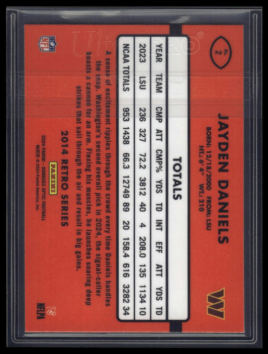2024 Donruss Optic #2 Jayden Daniels 2014 Retro Series