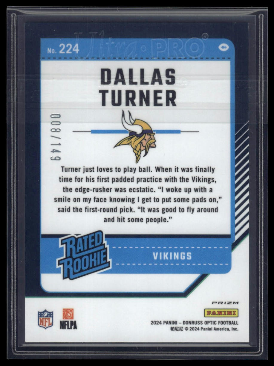 2024 Donruss Optic #224 Dallas Turner Flex #/149