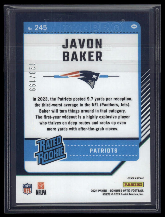 2024 Donruss Optic #245 Javon Baker Blue #/199