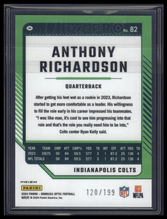2024 Donruss Optic #82 Anthony Richardson Blue #/199