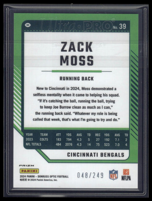 2024 Donruss Optic #39 Zack Moss Orange #/249